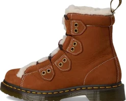 Dr. Martens Flats<1460 Lace To Toe Fur Lined Boots Tan