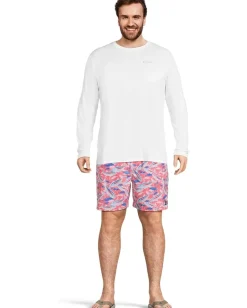 Vineyard Vines Activewear|Board Shorts<7" Printed Chappy Trunks Bone Fish Pink