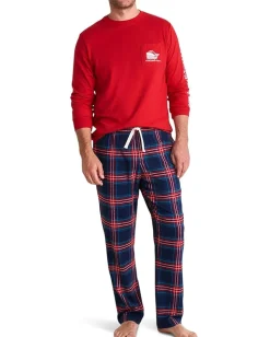 Activewear|T-Shirts|Vineyard Vines 2025 Santa Whale Long Sleeve Tee Red Velvet