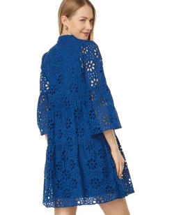 Dresses|Dresses|Lilly Pulitzer 3/4 Sleeve Hazelanne Eyelet Dress Oyster Bay Navy Funflower Eyelet