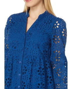 Dresses|Dresses|Lilly Pulitzer 3/4 Sleeve Hazelanne Eyelet Dress Oyster Bay Navy Funflower Eyelet