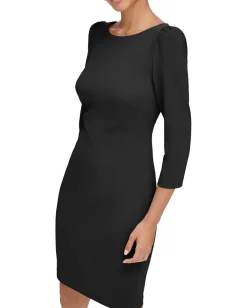 Calvin Klein Dresses|Dresses<3/4 Sleeve Round Neck Sheath Black