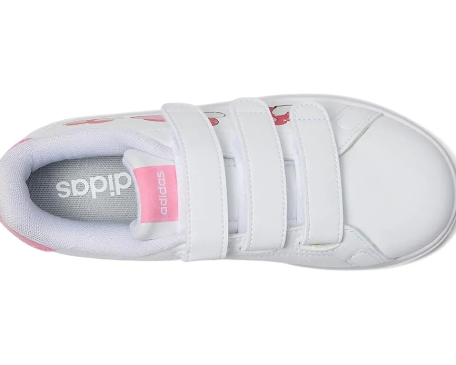 adidas Kids Advantage Base 2.0 Sportswear Shoes (Little Kid) White/Bliss Pink/Semi Lucid Red New