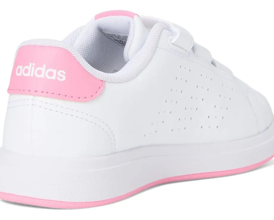 adidas Kids Advantage Base 2.0 Sportswear Shoes (Little Kid) White/Bliss Pink/Semi Lucid Red New
