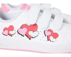 adidas Kids Advantage Base 2.0 Sportswear Shoes (Little Kid) White/Bliss Pink/Semi Lucid Red New