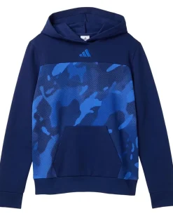 adidas Kids All Over Printcolor Block Halftone Camo Hooded Pullover (Big Kid) Dark Blue Adi Clearance