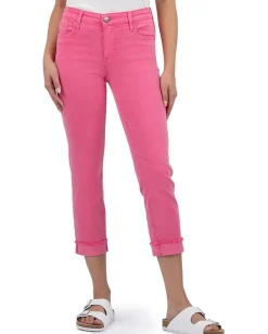 Jeans|KUT from the Kloth AMY CROP STRAIGHT LEG- ROLL UP FREY Sugar Coral