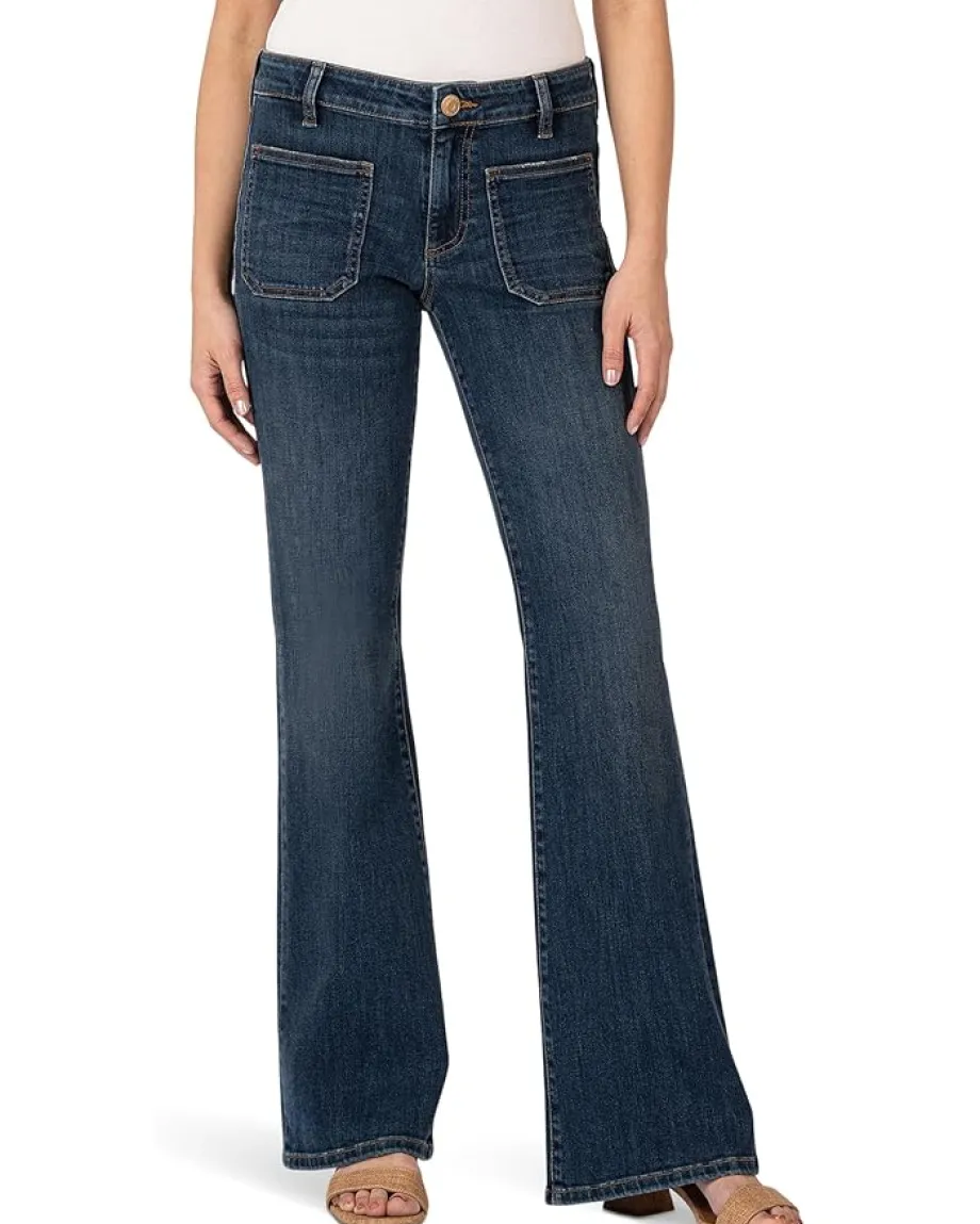Jeans|KUT from the Kloth Ana Petite Flare With Patch Pockets Reg Hem Deductive