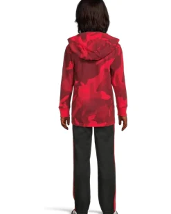 adidas Kids Aop Hooded Cotton Tee Pant Set (Toddler/Little Kid) Pure Ruby New