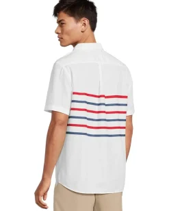 Activewear|Vineyard Vines Ash Stripe Madras Short Sleeve Shirt Lighthouse Red