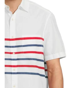 Activewear|Vineyard Vines Ash Stripe Madras Short Sleeve Shirt Lighthouse Red