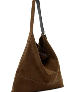 AllSaints Asha Suede Shoulder Fango Brown Clearance