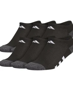 adidas Kids Athletic Cushioned 6-Pack No Show (Little Kid/Big Kid/Adult) Black/Onix Grey/White