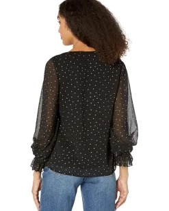 Women Vince Camuto Balloon Sleeves Blouse with Smocking on Waist