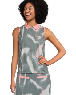 Activewear|Shirts & Tops|Jamie Sadock Batik Print Sleeveless Top Charcoal Grey