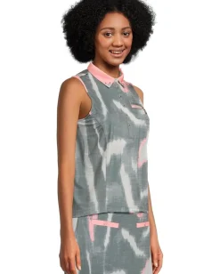 Activewear|Shirts & Tops|Jamie Sadock Batik Print Sleeveless Top Charcoal Grey