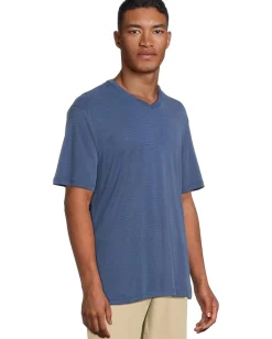 Tommy Bahama Bay Stripe V-neck Bering Blue
