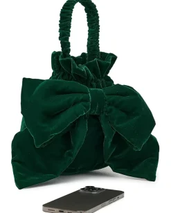 Free People Belle Velvet Bow Bag Emerald Sale