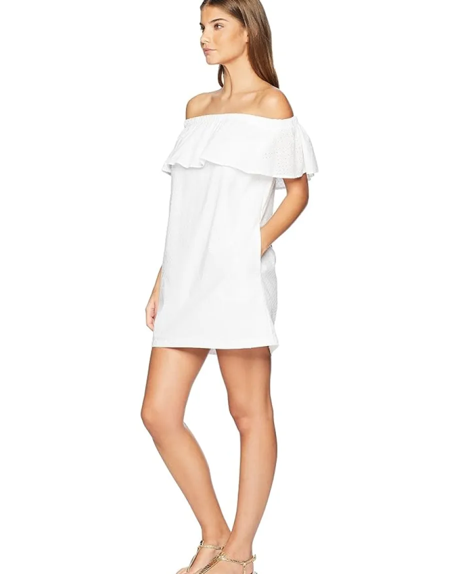 Lucky Brand Swimwear|Swimsuits & Cover-Ups<Belle-Air Off the Shoulder Ruffle Dress Cover-Up White
