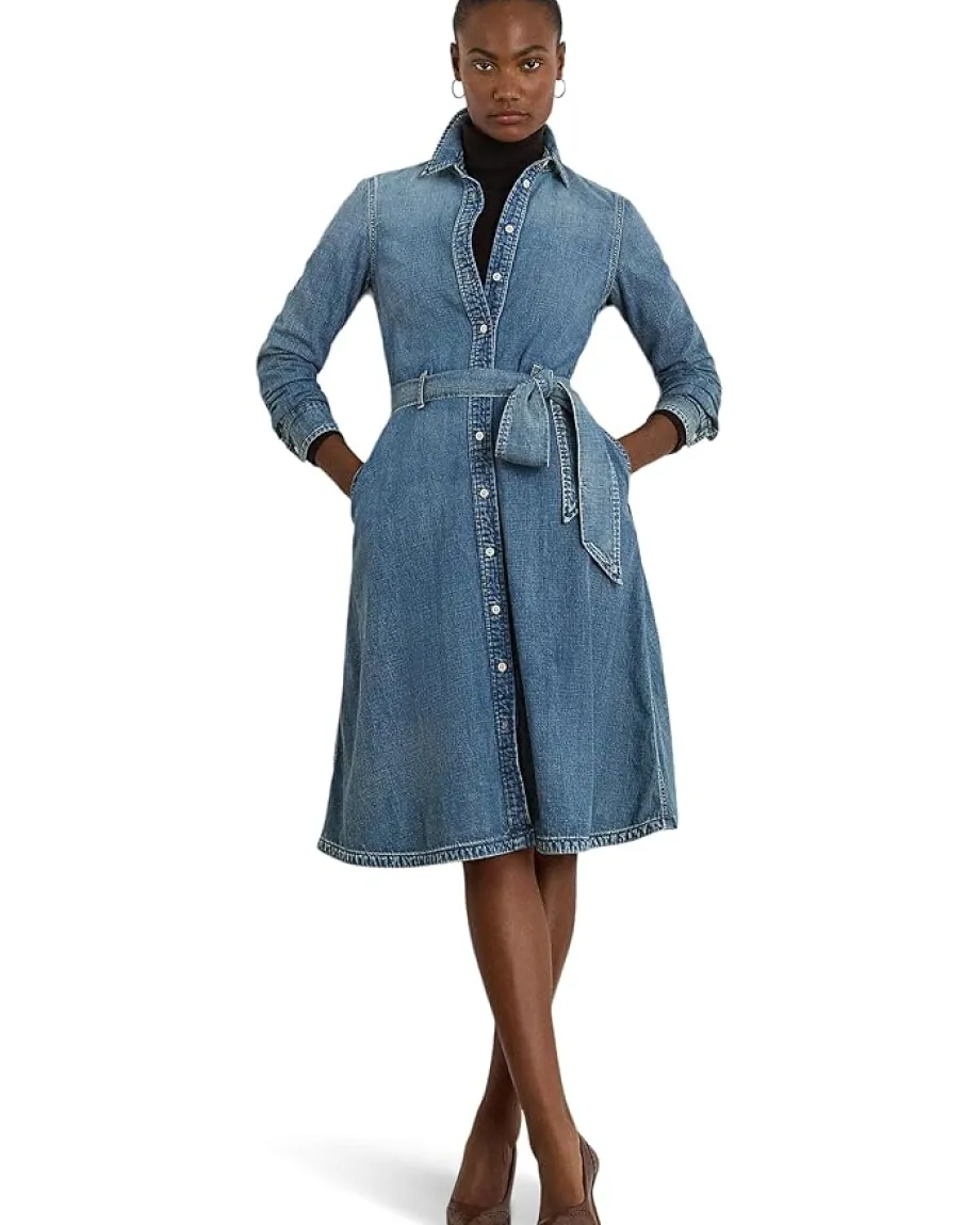 Dresses|Dresses|Lauren Ralph Lauren Belted Denim Shirtdress Odwin Wash