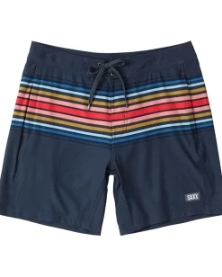 Activewear|Board Shorts|SAXX UNDERWEAR Betawave 2-in-1 17" Boardie with Hydro Liner Horizon Stripe/Maritime