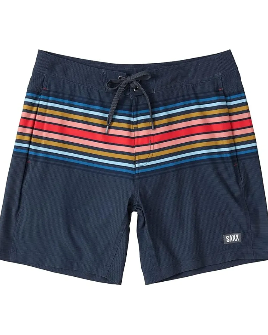 Activewear|Board Shorts|SAXX UNDERWEAR Betawave 2-in-1 17" Boardie with Hydro Liner Horizon Stripe/Maritime