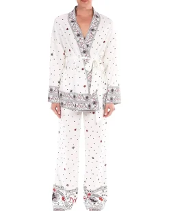 Badgley Mischka Bon Voyage Boarder Print Kimono Ivory Multi Discount