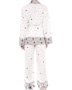 Badgley Mischka Bon Voyage Boarder Print Kimono Ivory Multi Discount