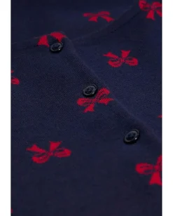 Janie and Jack Clothing<Bow Print Dress (Toddler/Little Kid/Big Kid) Navy Blue