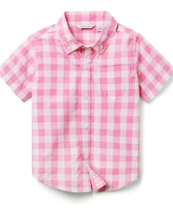 Janie and Jack Boys Gingham Top (Toddler/Little Kid/Big Kid) Pink Outlet