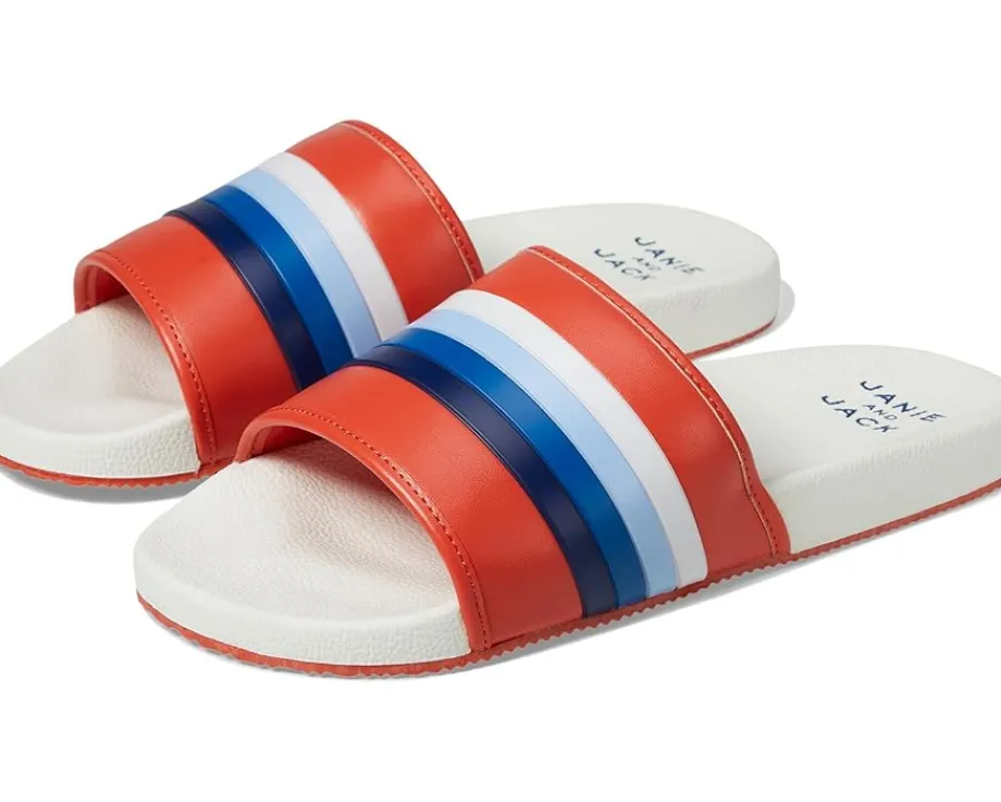 Shoes|Shoes|Janie and Jack Boys Stripe Pool Slide (Toddler/Little Kid/Big Kid) Red