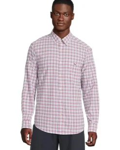 Activewear|Vineyard Vines Callwood Plaid Featherweight Performance Shirt Lighthouse Red