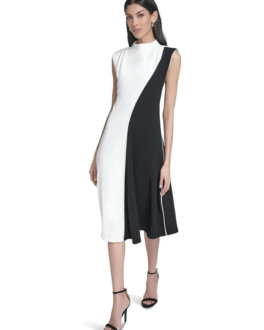 Calvin Klein Cap Sleeve Colorblock Aline Cream/Black Best
