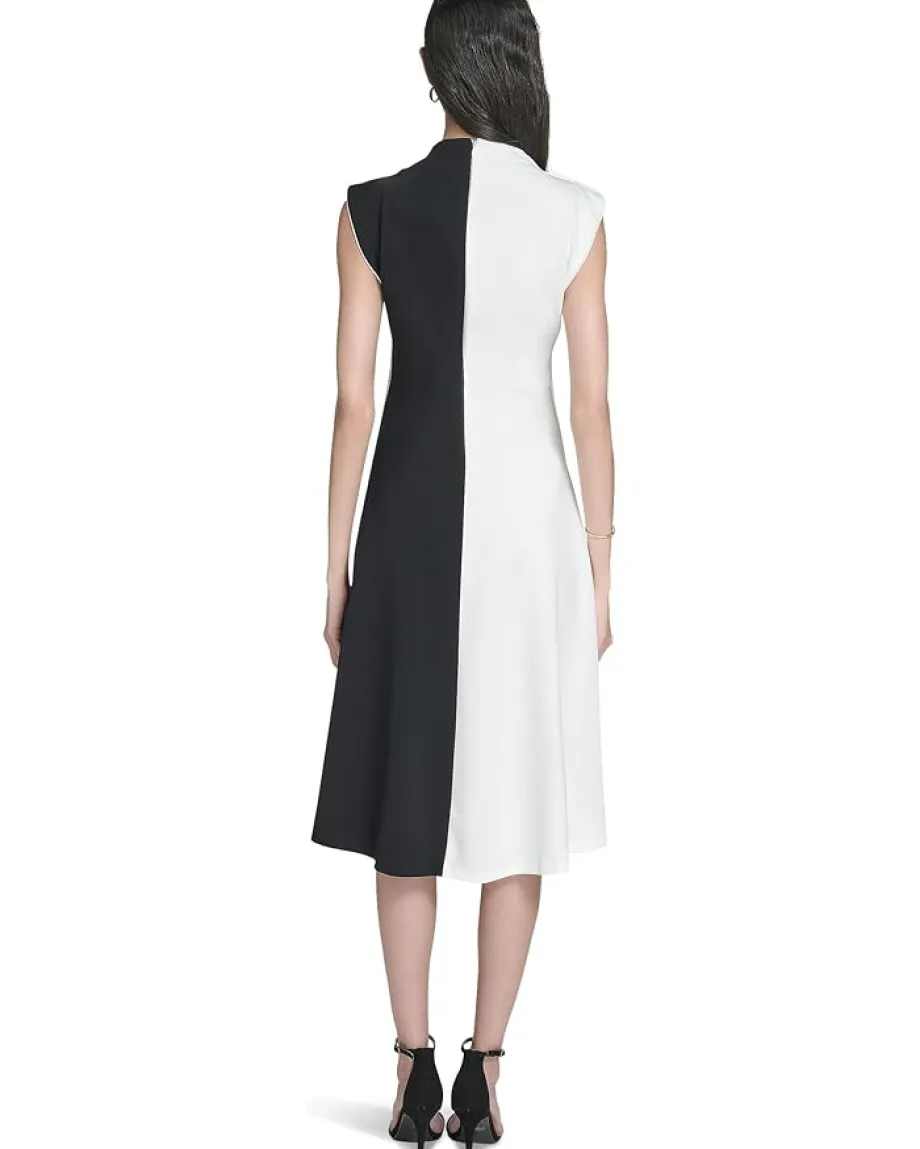 Calvin Klein Cap Sleeve Colorblock Aline Cream/Black Best
