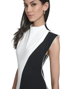 Calvin Klein Cap Sleeve Colorblock Aline Cream/Black Best