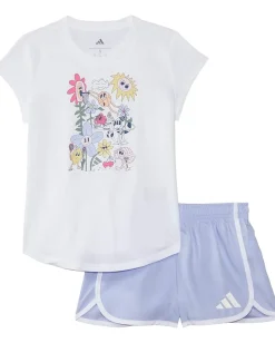 adidas Kids Clothing<Cap Sleeve Tee & Woven Short Set(Infant) White