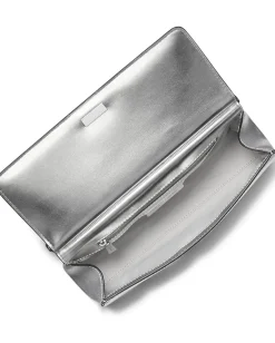 MICHAEL Michael Kors Handbags|Handbags<Carmine Medium East West Clutch Silver