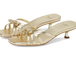 Kate Spade New York Carolina Metallic Leather Kitten Heel Sandals Light Gold Discount