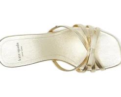 Kate Spade New York Carolina Metallic Leather Kitten Heel Sandals Light Gold Discount