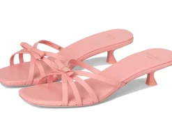 Kate Spade New York Carolina Pebbled Leather Kitten Heel Sandals Setting Sun Best