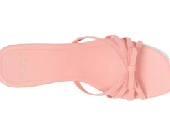 Kate Spade New York Carolina Pebbled Leather Kitten Heel Sandals Setting Sun Best