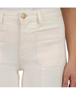 Jeans|KUT from the Kloth Charlotte High Rise Wide Leg Ecru