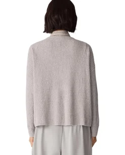 Eileen Fisher Chenille Blend V Neck Sweater Chalk Outlet