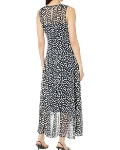 Calvin Klein Dresses|Dresses<Chiffon Print V-Neck Maxi Dress Indigo Cream