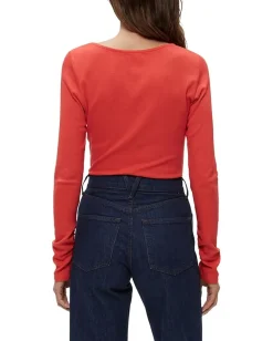 Michael Stars Shirts & Tops|Shirts & Tops<Clarke Knife Neck Ruched Tee Cherry