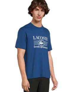 Lacoste Activewear|T-Shirts<Classic Fit Cotton Print T-shirt Blue