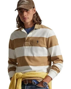 Activewear|Polo Ralph Lauren Classic Fit Khaki-collar Rugby Shirt Cafe Tan/Trophy Cream