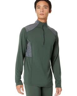 Activewear|Hot Chillys Clima-Wool Zip-T Od Green/Grey Heather