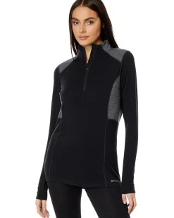 Activewear|Shirts & Tops|Hot Chillys Clima-Wool Zip-T Black/Grey