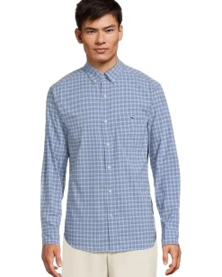 Activewear|Vineyard Vines Cobia Check Featherweight Performance Shirt Jake Blue